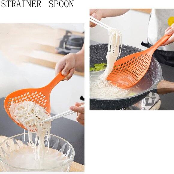 Food Strainer Scoop Colanders Slotted Pasta Spoon(1 Pair) - Picture 6 of 10